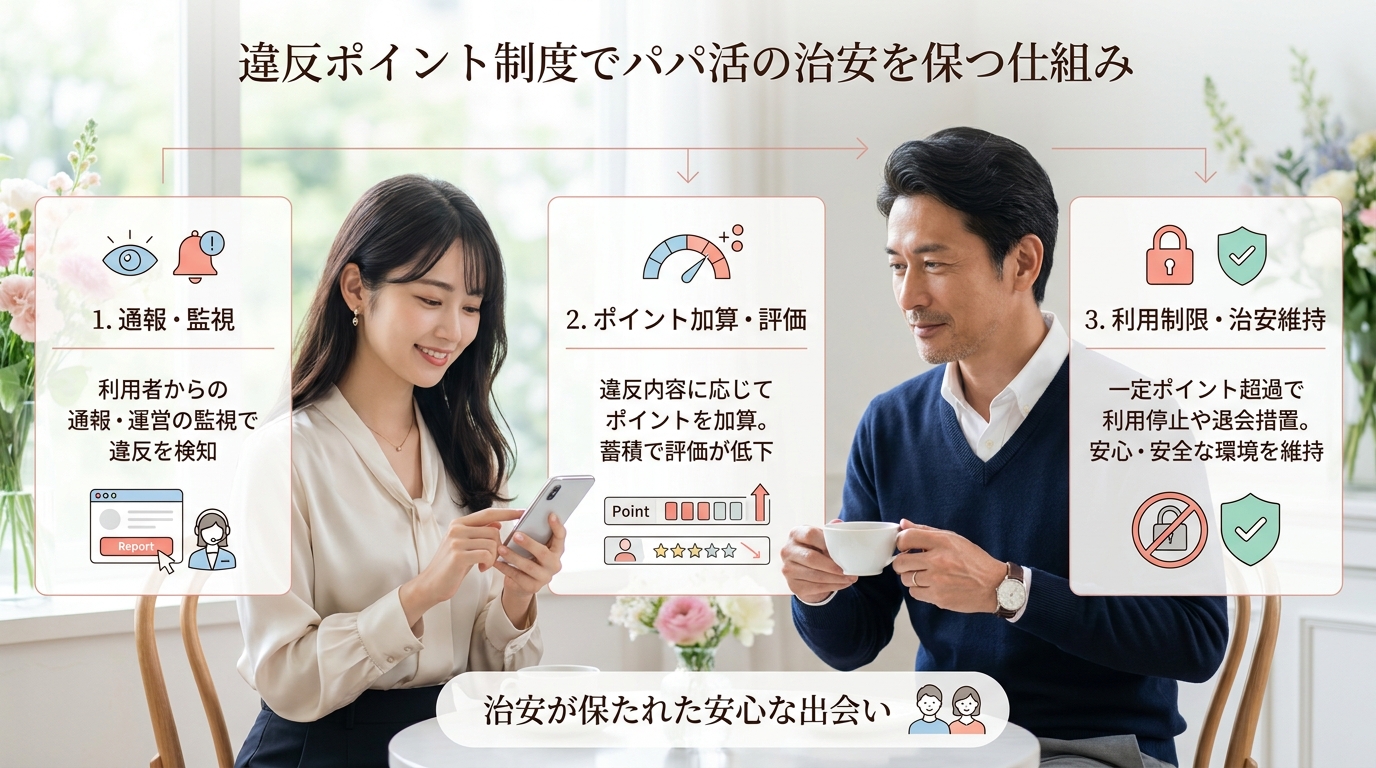 違反ポイント制度でパパ活の治安を保つ仕組み